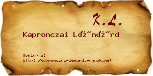 Kapronczai Lénárd névjegykártya