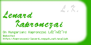 lenard kapronczai business card